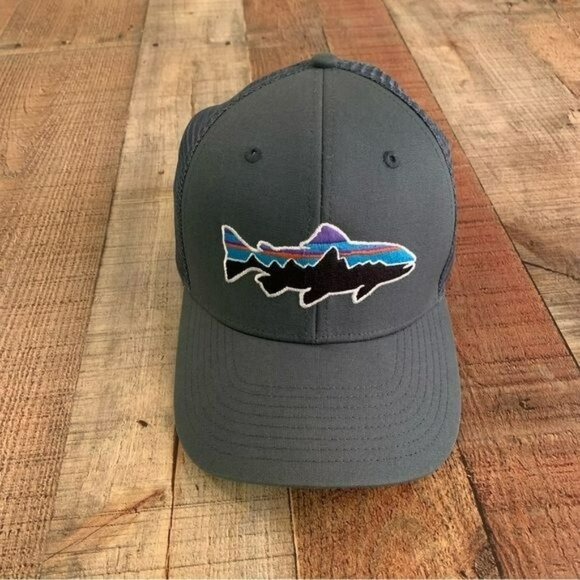 Patagonia mens mesh back baseball hat in gray - Picture 1 of 8